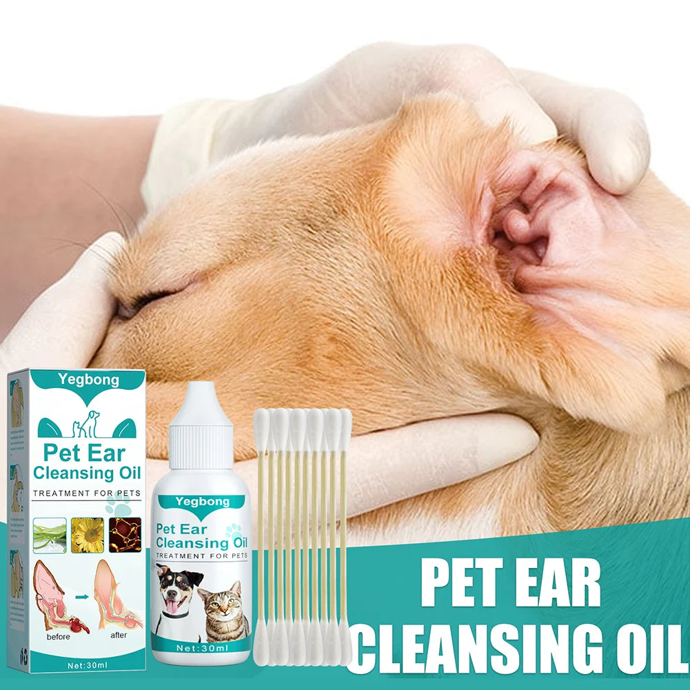 30ml Dog Ear Cleaning Remove Mites Dog Ear Medicine Keep Canals Clean Cat Ear Deodorant Oil Anti-ticks for Pet Cleaning Supplies