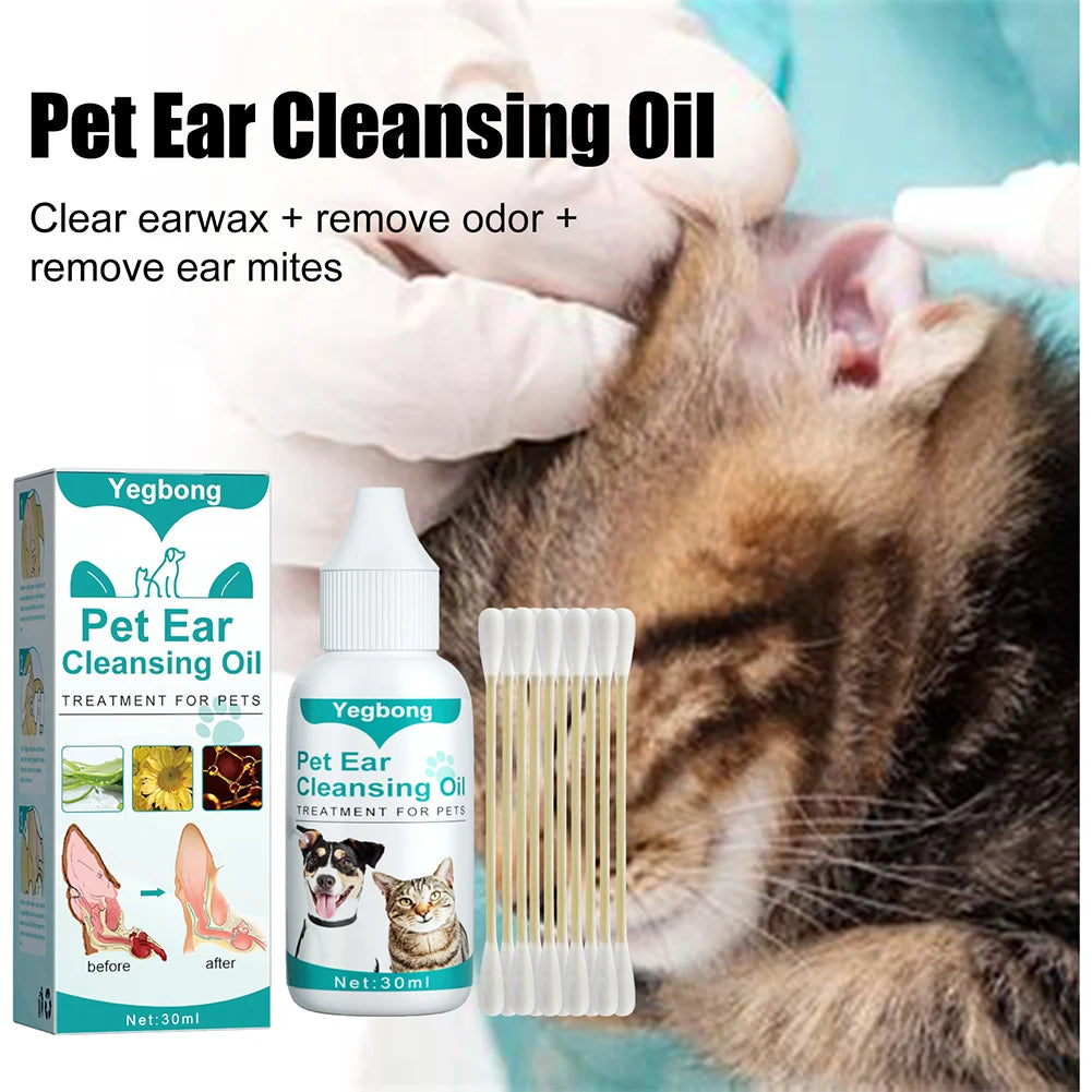 30ml Dog Ear Cleaning Remove Mites Dog Ear Medicine Keep Canals Clean Cat Ear Deodorant Oil Anti-ticks for Pet Cleaning Supplies