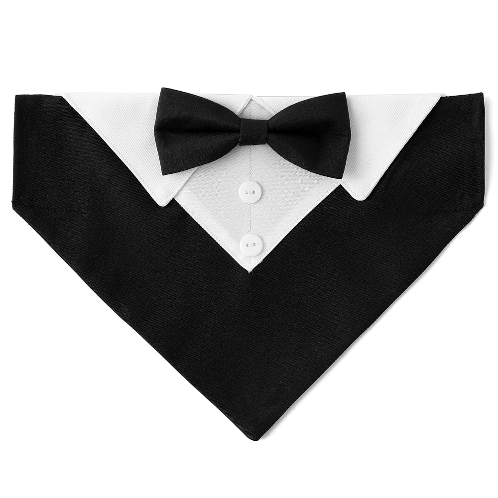 Sucado Bow Tie Dog Collar Tuxedo Bandana Adjustable Formal Puppy Triangle Neck Wear for Wedding Birthday Dress-up Cosplay Party