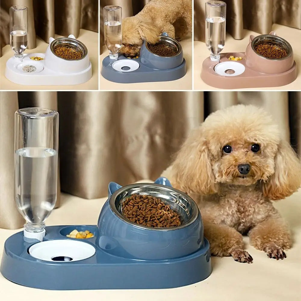 1PC New 2-in-1 Cat Bowl Water Dispenser Automatic Water Storage Pet Dog Cat Food Bowl Container With Waterer Pet Waterer Feeder