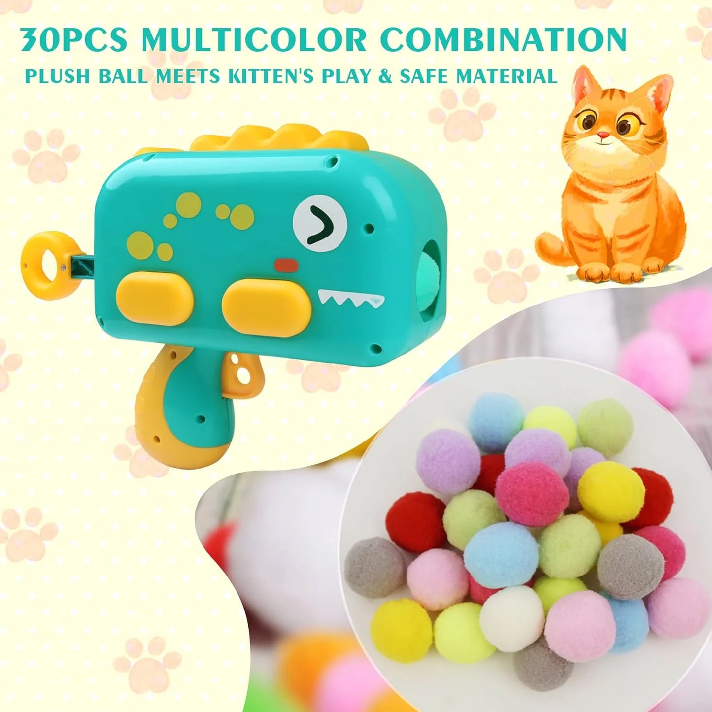 Toys Interactive for Indoor Cats  Toys  Toys for Indoor Cats   Toy  Sticky Balls Launcher for Cats Balls  Enrichment Toys1.2IN 1