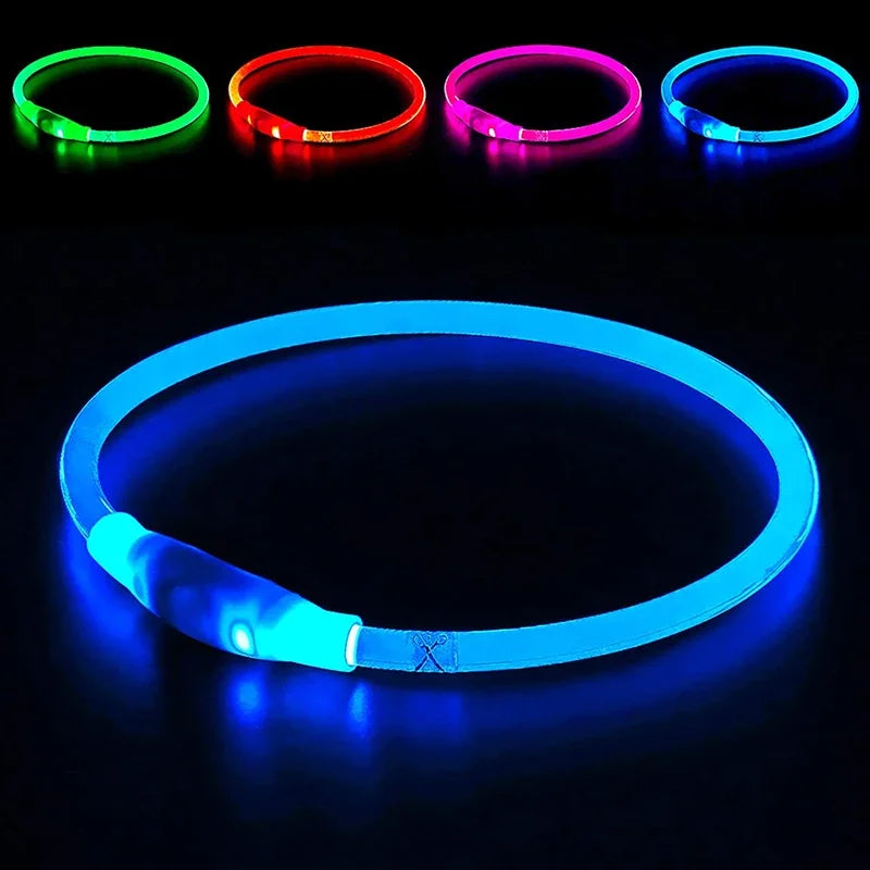 Led Light Dog Collar Detachable Glowing USB Charging Luminous Leash for Big Cat Collar Small Bright Labrador  Pets Dogs Products