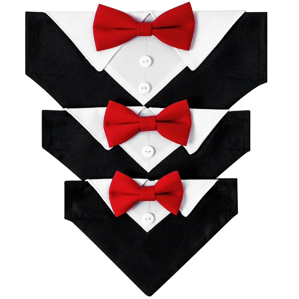 Sucado Bow Tie Dog Collar Tuxedo Bandana Adjustable Formal Puppy Triangle Neck Wear for Wedding Birthday Dress-up Cosplay Party