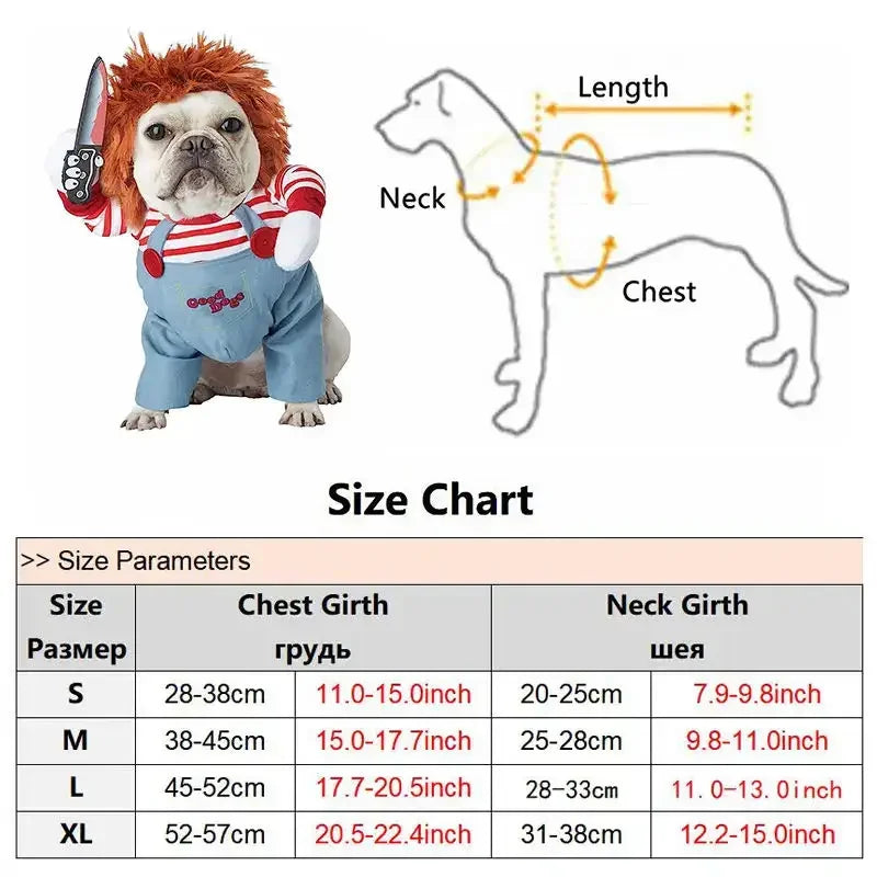 Dog Cat Clothes Funny Pet Costume Adjustable Deadly Doll Cosplay Party Sets Dog Stuff Outfits Novelty Clothing Fancy Easter