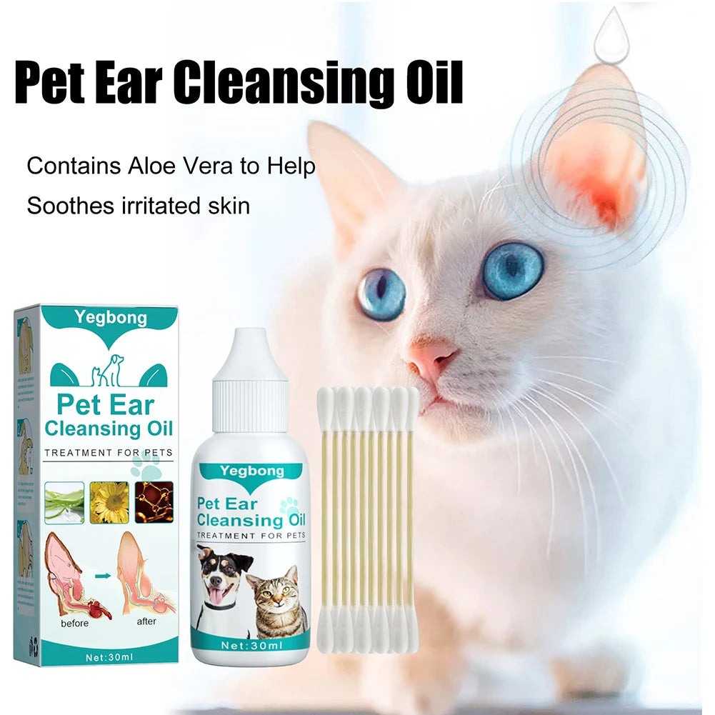 30ml Dog Ear Cleaning Remove Mites Dog Ear Medicine Keep Canals Clean Cat Ear Deodorant Oil Anti-ticks for Pet Cleaning Supplies