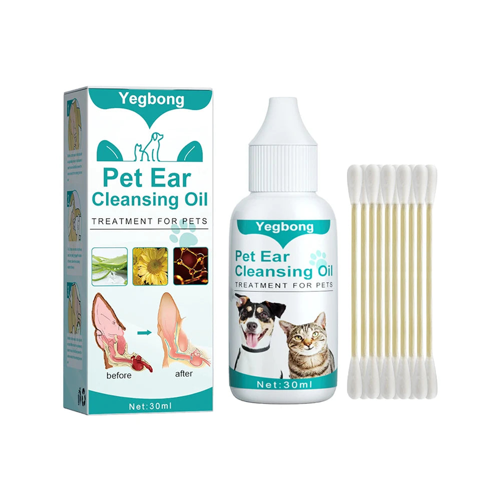 30ml Dog Ear Cleaning Remove Mites Dog Ear Medicine Keep Canals Clean Cat Ear Deodorant Oil Anti-ticks for Pet Cleaning Supplies