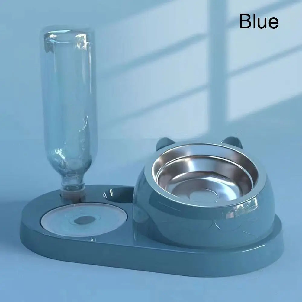 1PC New 2-in-1 Cat Bowl Water Dispenser Automatic Water Storage Pet Dog Cat Food Bowl Container With Waterer Pet Waterer Feeder