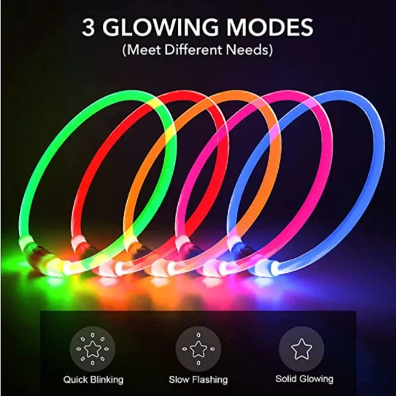 Led Light Dog Collar Detachable Glowing USB Charging Luminous Leash for Big Cat Collar Small Bright Labrador  Pets Dogs Products