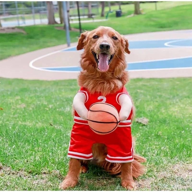 Dog Clothes T-shirts For Small Dogs Pets Articles Puppy Autumn Pet Cotton Vests  Dog Basketball Costume With Ball