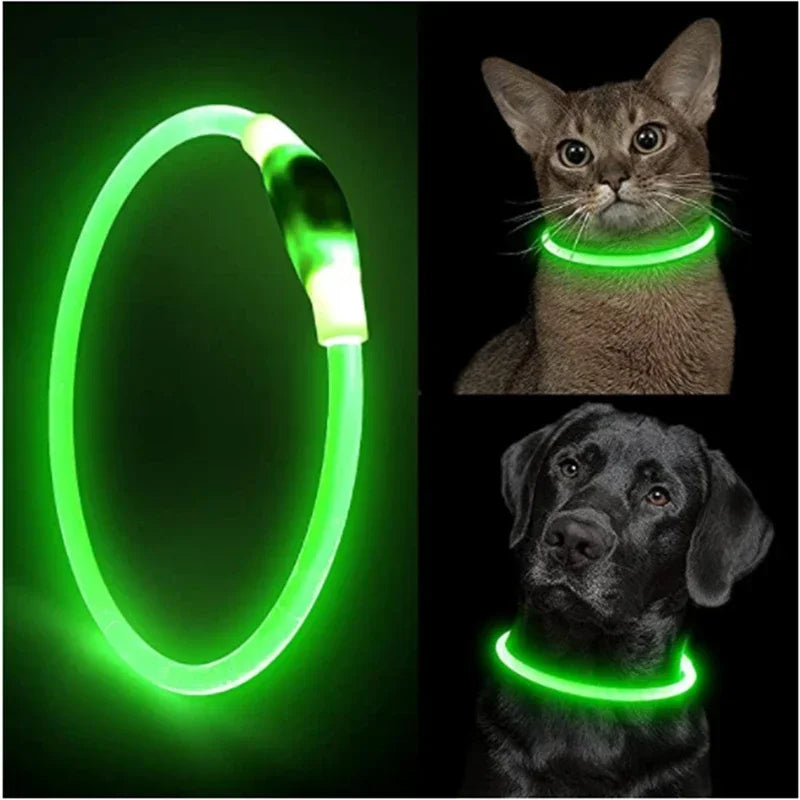 Led Light Dog Collar Detachable Glowing USB Charging Luminous Leash for Big Cat Collar Small Bright Labrador  Pets Dogs Products