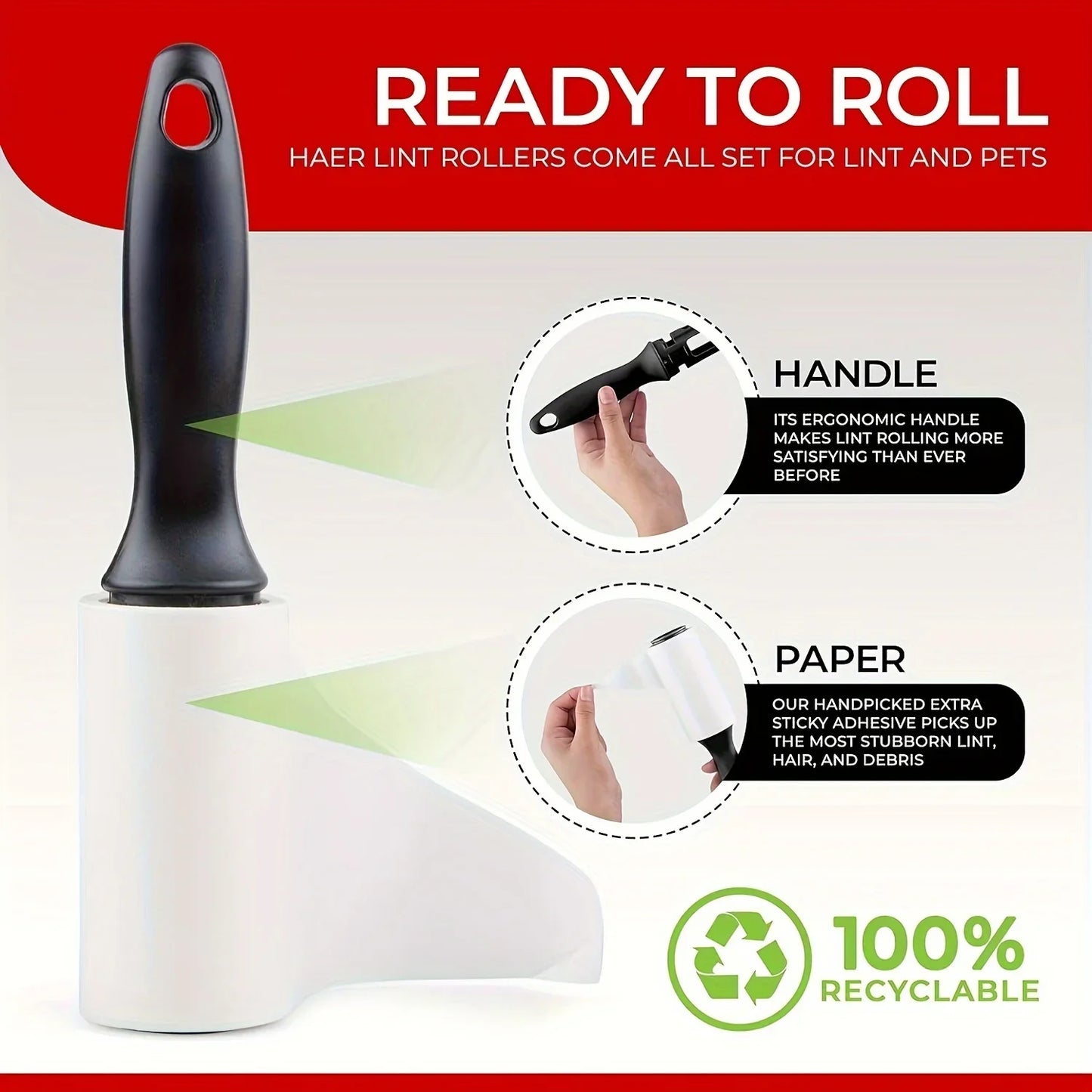 Extra-Sticky Lint Roller for Pet Hair Removal 60 Sheets/Roll,Ideal for Dog & Cat Owners,Perfect for Clothes & Furniture Cleaning