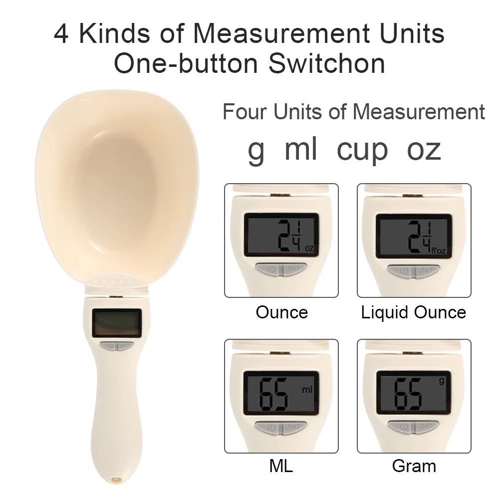 Pet Food Measuring Scoop Electronic Dog Cat Food Measuring Cup Digital Spoon Scale Kitchen Food Scale with LED Display