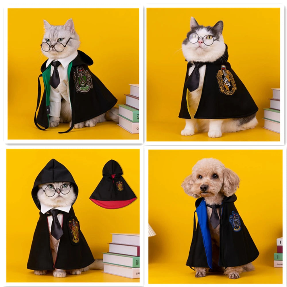 Dog Halloween Costume Pet Cape Cat Decoration Pet Magic Academy Cosplay Clothes Pet Sleeping Shawl Halloween Costume for Cat Pet