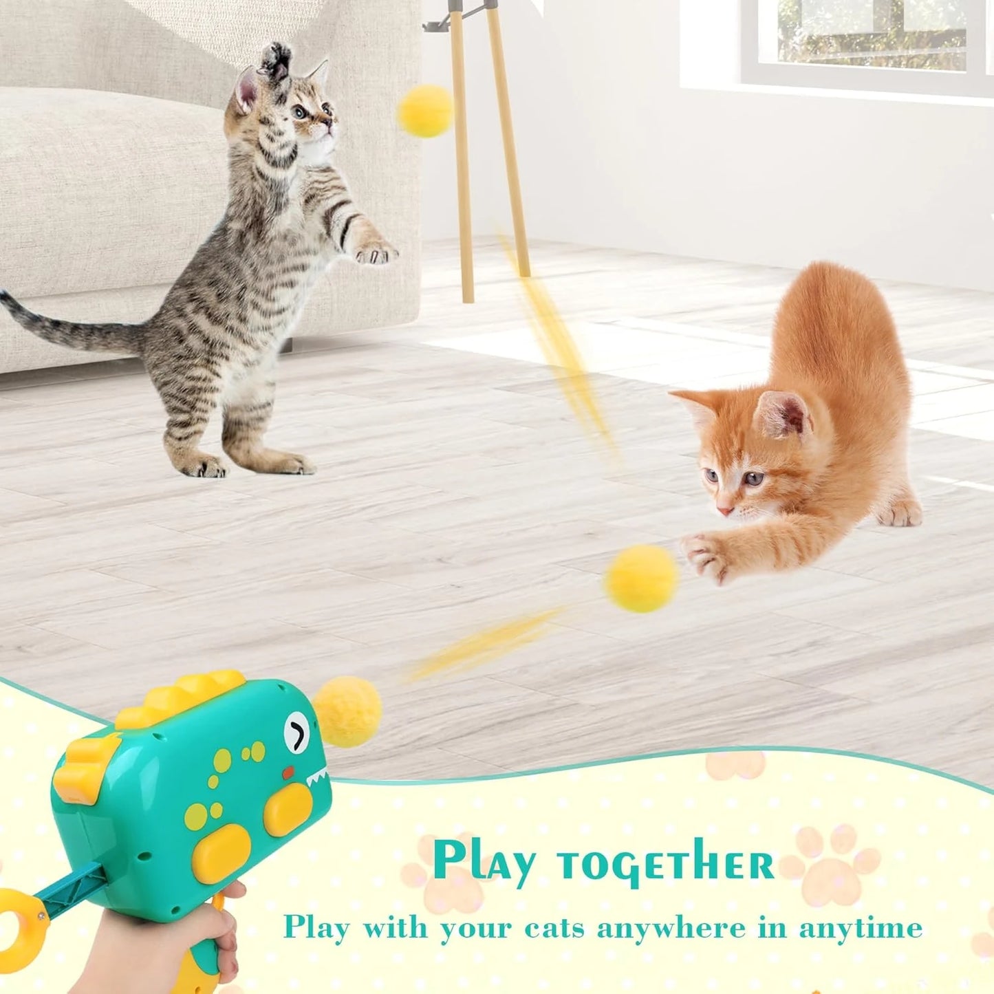 Toys Interactive for Indoor Cats  Toys  Toys for Indoor Cats   Toy  Sticky Balls Launcher for Cats Balls  Enrichment Toys1.2IN 1