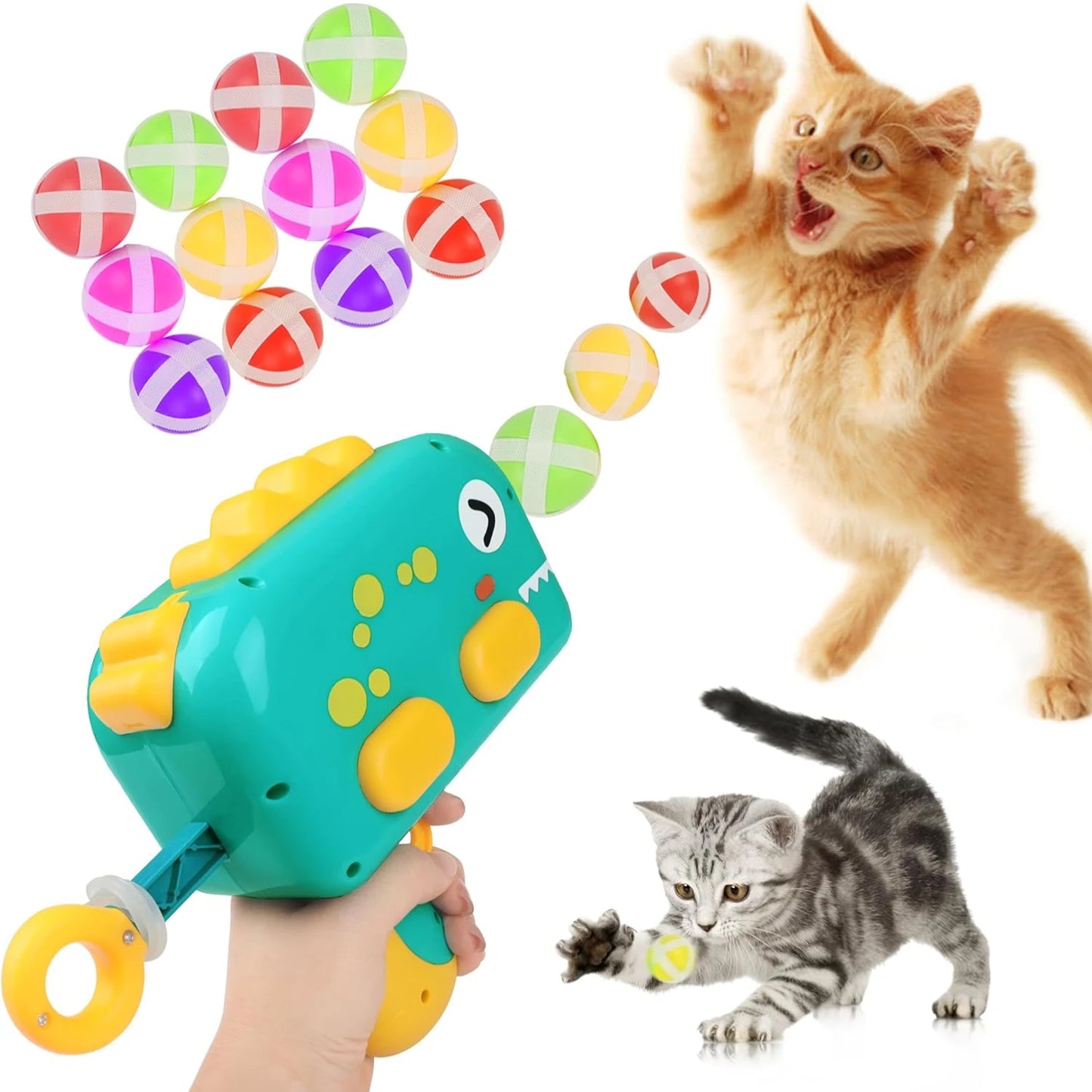 Toys Interactive for Indoor Cats  Toys  Toys for Indoor Cats   Toy  Sticky Balls Launcher for Cats Balls  Enrichment Toys1.2IN 1